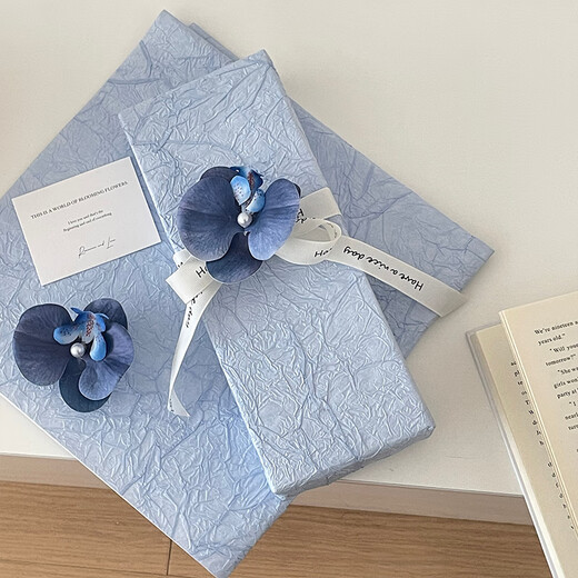 DOROCH gift wrapping paper with ribbon Phalaenopsis cigarette box wrapping paper blue birthday gift handmade DIY Christmas wrapping paper