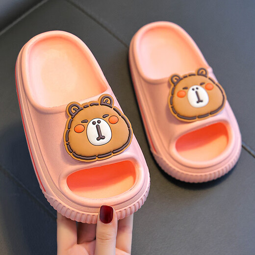 EVA children's slippers for summer, cute soft-soled non-slip girls' shoes, baby boys' sandals, Khaki 23, inner length 16cm