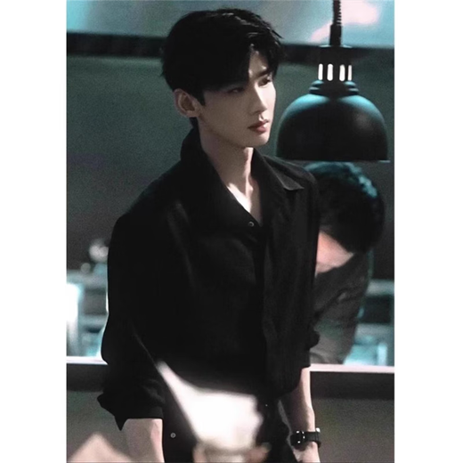 Lipu Bai Jingting El mismo traje de camisa de manga larga para hombres de la camisa negra de Sangyan Sangyan con chaqueta de estilo británico CY03 Negro [actualización de tela] XL recomendado (120-135Jin [Jin iguala 0.5 kg])