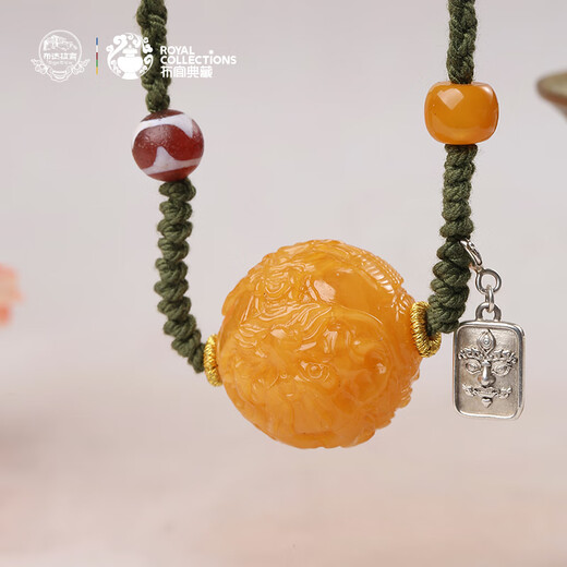 Potala Palace's original beeswax dragon ball pendant, about 12g, men's and women's amber hand-woven rope necklace as a birthday gift for husband