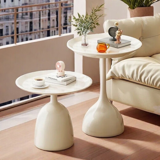 New appearance and side tables with movable small round tables for home coffee tables simple bedside storage tables internet celebrity small tables and bedside tables [high style] cream white