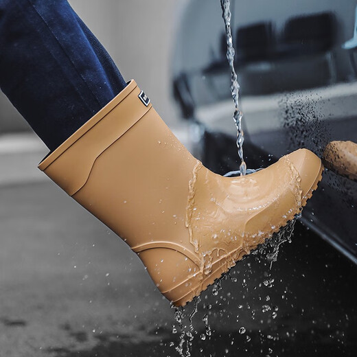Botas de lluvia de alto tubo japonesas y británicas zapatillas de goma superpuestas más botas de lluvia de terciopelo botas de agua no deslizantes de agua pesca y zapatillas de agua de mar tubo de color medio tamaño estándar 42