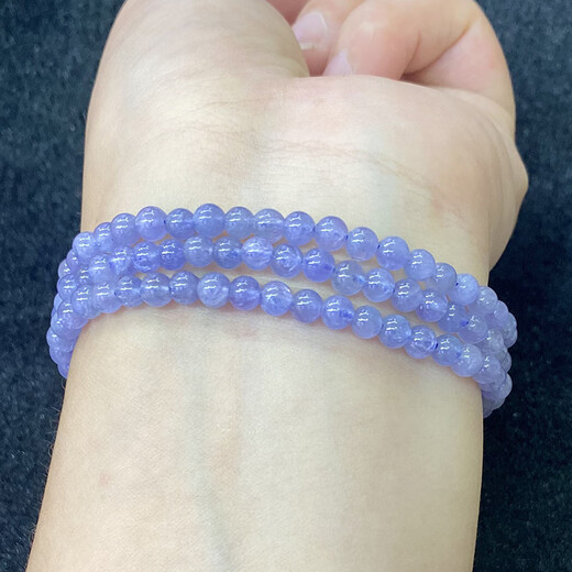Shiyi natural tanzanite three-circle bracelet for women, fashionable, fresh and simple, crystal multi-circle bracelet, jewelry, gift, versatile 2#/44.2MM/round beads/three circles