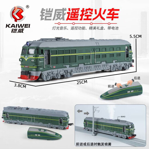 铠威和谐号火车动车语音声光合金高铁模型遥控复兴号儿童玩具生日礼物 遥控版绿皮火车头+圆形轨道