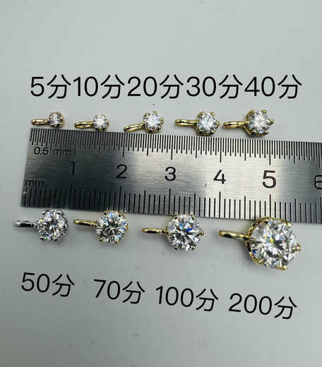 Pop pure 18k gold gold sparkling six-claw moissanite light luxury simple versatile pendant with gold and diamond road pass diy 18k yellow moissanite 20 points (1 piece)