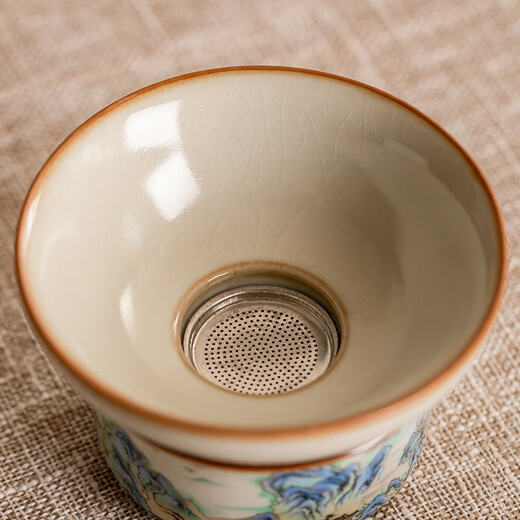 Porcelain brand tea set Ru kiln Qianli Jiangshan Kung Fu tea set with openable slices porcelain Xishi pot Festival housewarming gifts for elders