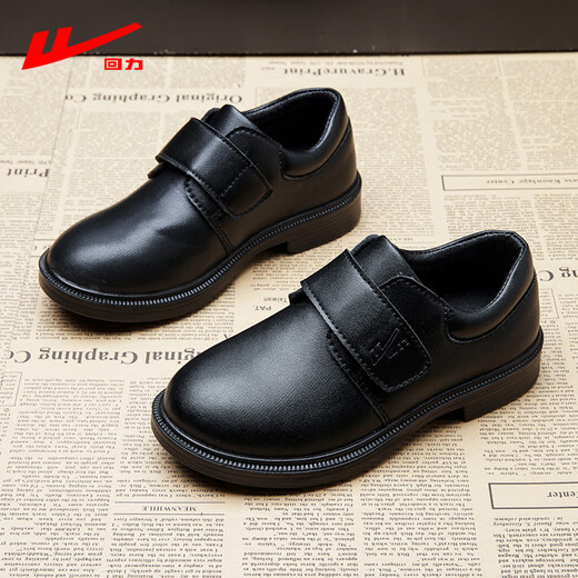 Huili boys' leather shoes campus performance shoes casual versatile little gentleman British etiquette children's shoes 0052 black 31
