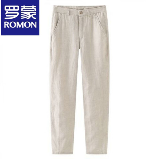 Lomon linen pants men's 2025 summer new loose versatile trousers, thin linen breathable straight casual pants, khaki [high quality] 33