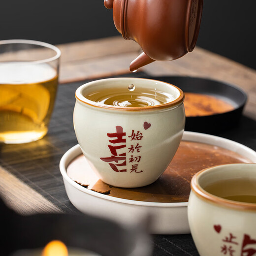 泥土故事汝窑茶杯开片可养订婚结婚礼物送新人高档实用伴手礼纪念日礼物