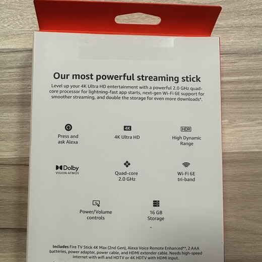亚马逊2023款fire tv stick 4K max 16G二代奈飞电视盒子网络盒子机顶盒 2023款4K MAX，2＋16G 全新原封无指导 现货(拆封不退)