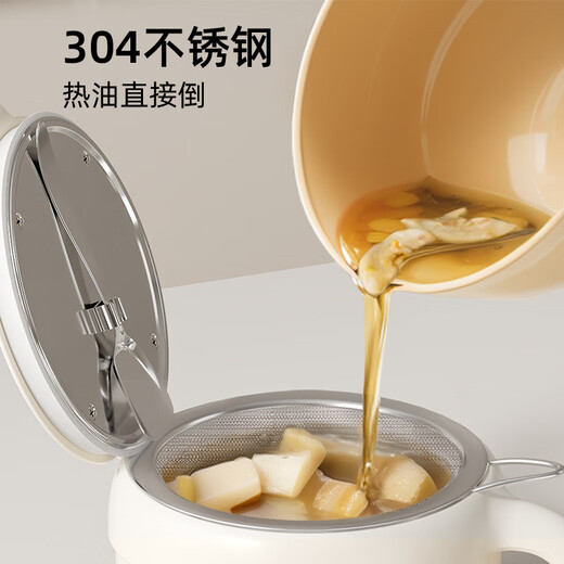 YTH lard jar ceramic household sealed seasoning jar high temperature resistant 304 large meat oil seasoning chili oil storage jar white ceramic coating single piece 1400ml