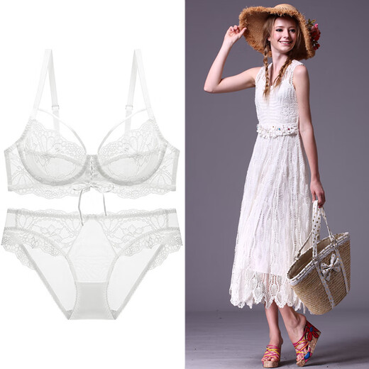 Victoria Palace Ultra Thin Lace Bra Set Sexy Plus Size Underwear Set Big Breasts Show Small DE Cup Red Zodiac Year Underwear Pink 40D (90D) with XXL Panties