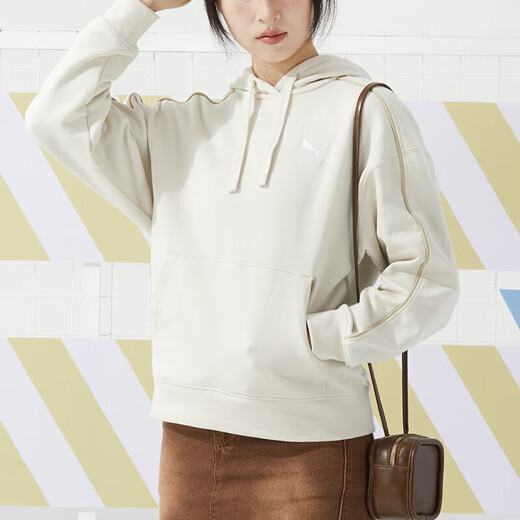 彪马（PUMA）运动套装纯棉女士 春秋款针织连帽卫衣套头衫 跑步束脚长裤休闲裤 单件上装/682158-87 XS