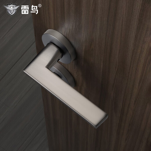 Huili Customized Black Split Door Lock Mechanical Room Door Lock Indoor Bedroom Simple Silent Wooden Door Handle Nordic Door Lock Matt Black Bedroom Door Lock (With Silent Lock Body) 35-50mm Universal Type with Key