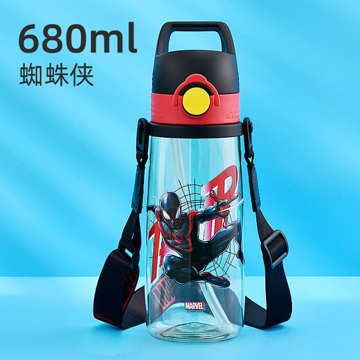 迪士尼水杯PPSU杯子680ML儿童水杯吸管夏季便携耐高温塑料杯 6646蜘蛛侠