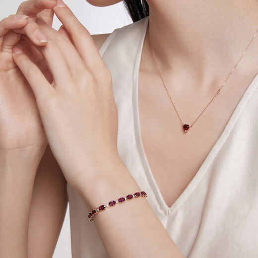 Chow Tai Fook ENZO Blazing Phantom 18K gold garnet diamond bracelet for women EZV9006 15cm