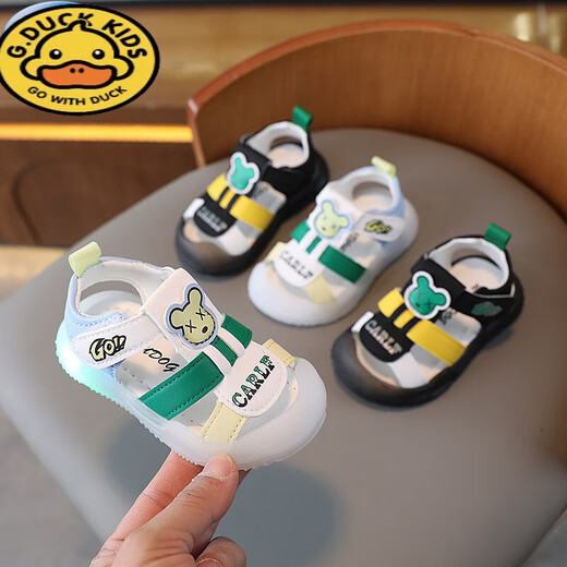 G.Duckkids Little Yellow Duck Baby Sandals Light Up Baby Shoes Sack 2025 Summer Boy Antiplip мягкая подошва обувь для малышей песок белый 718 медвежь