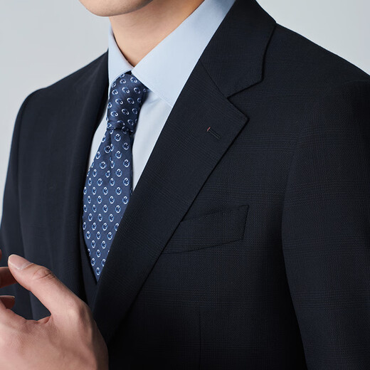 Anniversary Bird Suit Men's Suit Same as the Shopping Mall 2025 Spring Business Formal Double Slit Suit and Trouser Suit Mineral Blue Multi-line Small Hidden Check Pattern 46 A(170/92) /Please note the waist or trousers