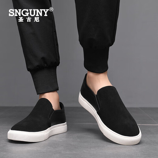 
SNGUNY high-end light luxury brand casual shoes men's breathable spring and autumn new loafers men's canvas shoes men's board shoes men's black 41