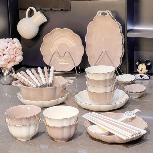 CLCEY日本进口品质景德镇感碗碟套装家用陶瓷盘子釉下彩餐具碗盘轻奢碗 纯色釉盘子8.5寸2个装1278