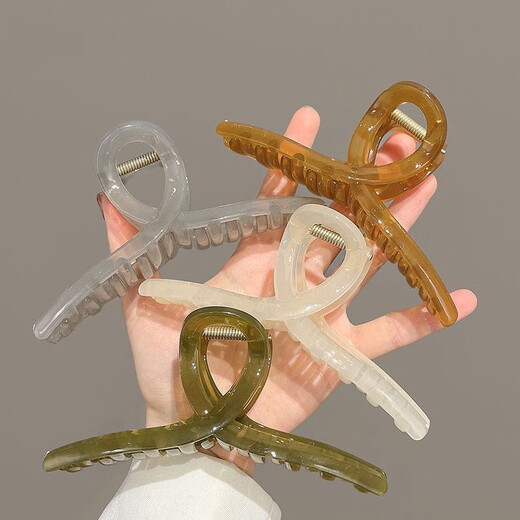 Lika Shi Large Hair Clip Shark Clip Acrylic Hair Ornament Temperament Bangs Hair Clip Back of Head Hair Clip Hair Ornament Jelly Coffee 11CM