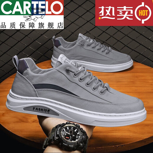 卡帝乐鳄鱼（CARTELO）帆布男鞋夏季透气潮流百搭休闲一脚蹬平板鞋男士冰丝布鞋潮鞋夏季 黑色 40