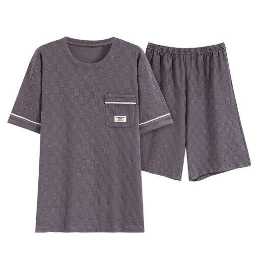 2025年新款睡衣男夏短袖棉套装提花韩版短裤休闲夏季家居服可外穿 9202 XL 【130-150斤】