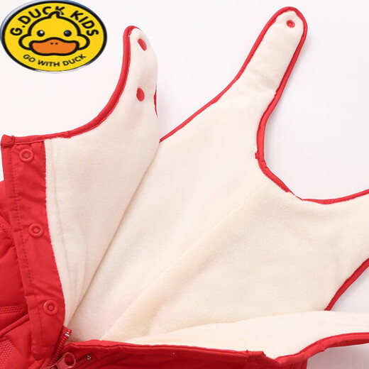 G.DUCKKIDS little yellow duck children's overalls for boys and girls in autumn and winter all-in-one velvet cotton pants for babies with open stalls for children and infants thickened outer coffee color plus velvet thickening 90