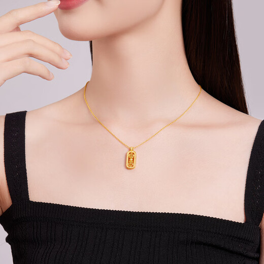 Saphire 18K gold pendant for women, glittering Vajra pendant, Vajra pendant for birthday gift, pendant + 18K gold O-shaped chain + beloved rose gift box
