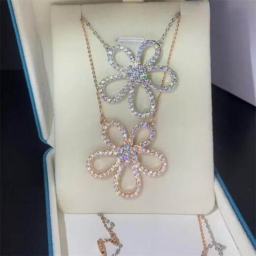 Shien 18k necklace moissanite rose gold classic gold fashion pendant clavicle chain women full super flash luxury neck necklace skirt necklace large size color remarks