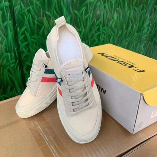 胖东来胖东来同款1927男鞋春秋季男士网面板鞋懒人一脚蹬劳保工作鞋休 828 米色 43