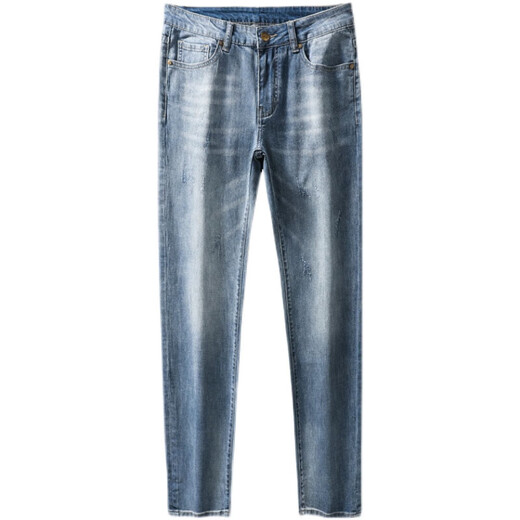 Emporio Armani阿玛尼潮牌浅蓝色牛仔裤男夏季薄款韩版修身小脚休闲裤子 浅蓝色9901 春夏新款 29 =腰围2尺2