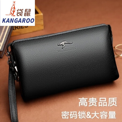 Kangaroo Password Pack 2025 New Men's Clutch Hands-Hand Anti-theft Password Lock Husband Large Capacity Wallet Men's Long Style Bag Flagship-Brown Password Lock Gathering Pack