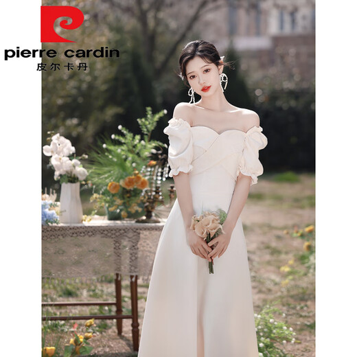 
Pierre cardin bridesmaid suit 2025 new. Cherry champagne satin dress with niche niche fairy Autumn sister group dress for women 753-Medium/Length/Model This year's popular light luxury brand 2XL