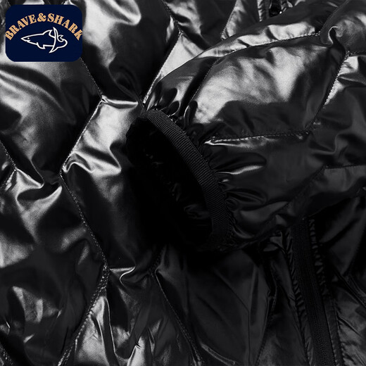 BRAVE&SHARK Men's Lightweight Down Jacket Fashionable Shiny Short Down Jacket Winter New Warm Jacket Black L (175) Recommended 120-140Jin Jin equals 0.5 kg