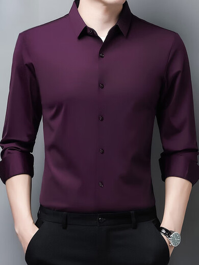 Playboy Mulberry Silk Traaceless Longärmedshemd Herrengeschäft Casual Professional Anzug ohne Eisenanzug Hemd Unterwäsche Arbeitskleidung 9928 auf Cyan, durchschnittliche Größe 180/xxl empfohlen 150-165jin [Jin entspricht 0,5 kg]