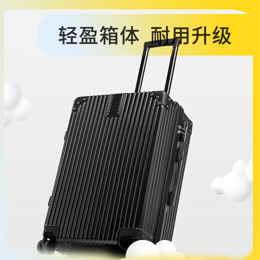Katile crocodile suitcase men's trolley case large capacity suitcase student password box women's business suitcase black 28-inch super large size - 15-20 days of travel for two people