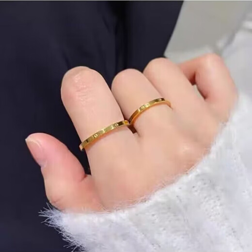 LPEZ pure gold 999 card ring ring car flower glossy gold ring male and female couple ring ring Valentine's Day gift pure gold ring 3.5cm No. 9 gold about 3.9-4.3