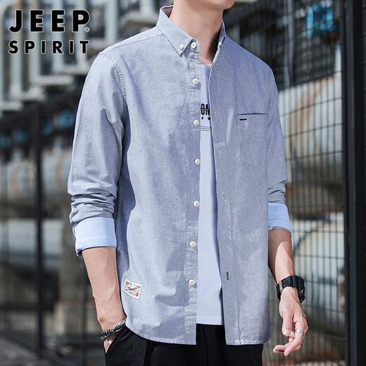 JEEP SPIRIT吉普长袖衬衫男休闲外套男装春夏季衬衣男士纯棉潮流衣服