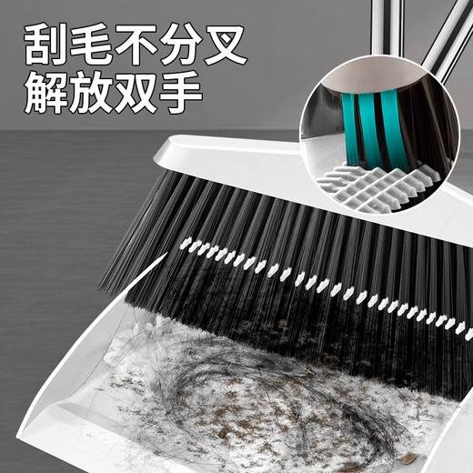 家立帮扫把套装 家用扫地软毛笤帚 带梳齿扫把簸箕套装两件套