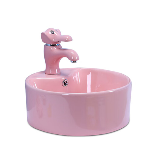 Kindergarten Colorful Wash Basin Children's Wash Basin Cartoon Bathroom Cabinet Combination Counter Basin Ceramic Wash Basin 2 Connected Right High Set