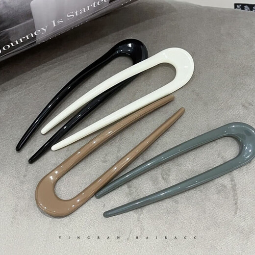 黛美娜古风发簪简约现代高级感盘发头饰发夹新中式后脑勺发钗简约盘发 U型发簪（随机2个）