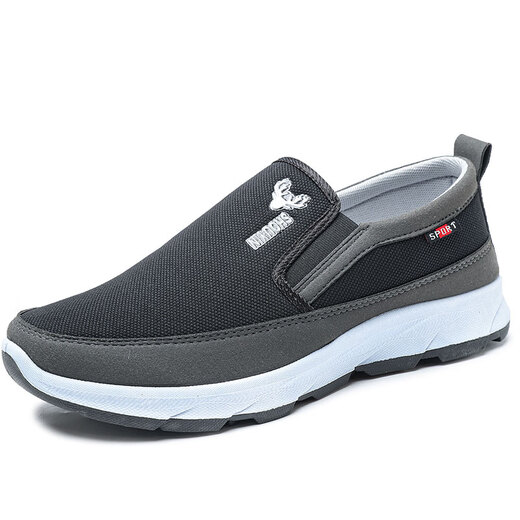 Qiyuemang Old Beijing Men's Casual Canvas Shoes 2025 New Elderly Sports Single Shoes Elderly Soft Sole Travel Shoes Men's D826 Black 38