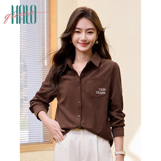 Halo Queen thick corduroy shirt women's wilderness Maillard spring and autumn new comfortable versatile shirt H144C3002