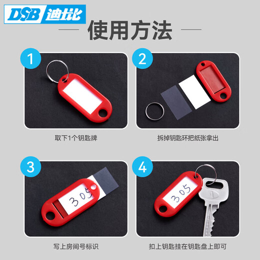 DSB (Disby) Red Key Disk 18-bit Key Ring Landlord Tag Card Chain Management Key Chain Thickened Stainless Steel Mark Storage (with 23 Marking Cards)
