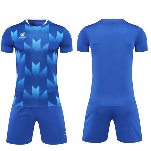 Kelme Fußballanzug Herren- und Frauenwettbewerbstraining Kurzärmeler-Trikots für Erwachsene, die schnell trockene Drucksportuniformen 003 Blau anpassen.