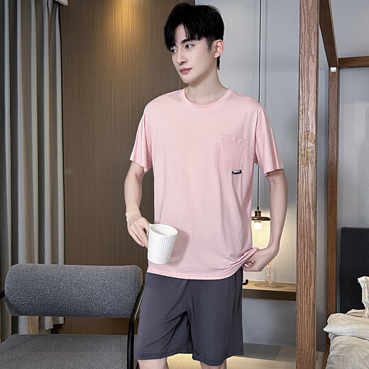 Pajamas de estilo de Victoria para los hombres Modal de verano para hombres Summer's Summer Cool Silk Style Silk Style Fin Talater Ropa para el hogar 9721 L [100-130Jin [Jin iguala 0.5 kg]]