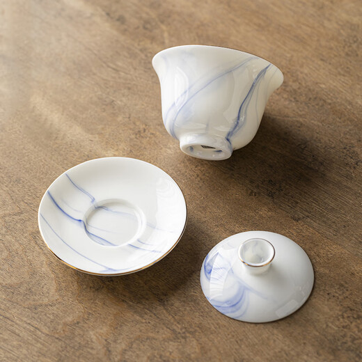 羊脂玉琉璃泡茶专用喝茶茶具套装2024新款家用办公茶杯套装 9274羊脂玉敦煌飞花---礼盒装