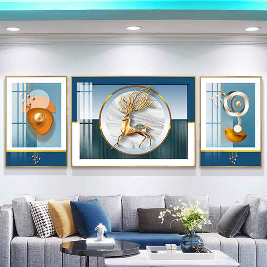 Modernes Licht Luxus Wohnzimmer Sofa Hintergrund Wanddekoration Maler Sinn abstraktes modisches Internet Promi Triple Hanging Malerei Kunstmalmal