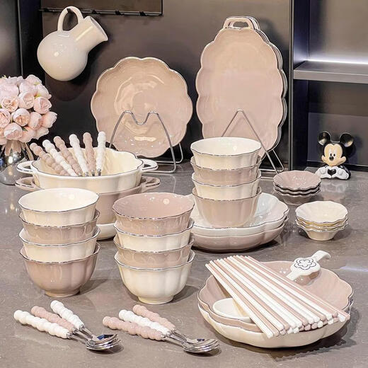 CLCEY日本进口品质景德镇感碗碟套装家用陶瓷盘子釉下彩餐具碗盘轻奢碗 纯色釉盘子8.5寸2个装1278